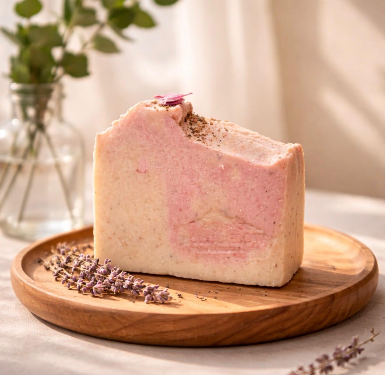 Coconut Rose Goat Milk Soap – Soothing & Restorative Creamy Cleanser (120g) - Image 4