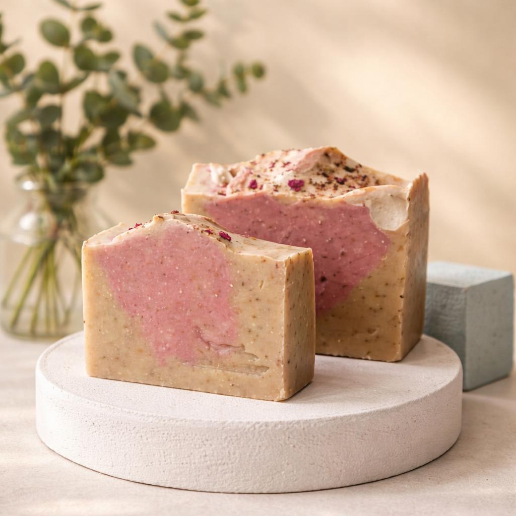 Coconut Rose Goat Milk Soap – Soothing & Restorative Creamy Cleanser (120g) - Image 3