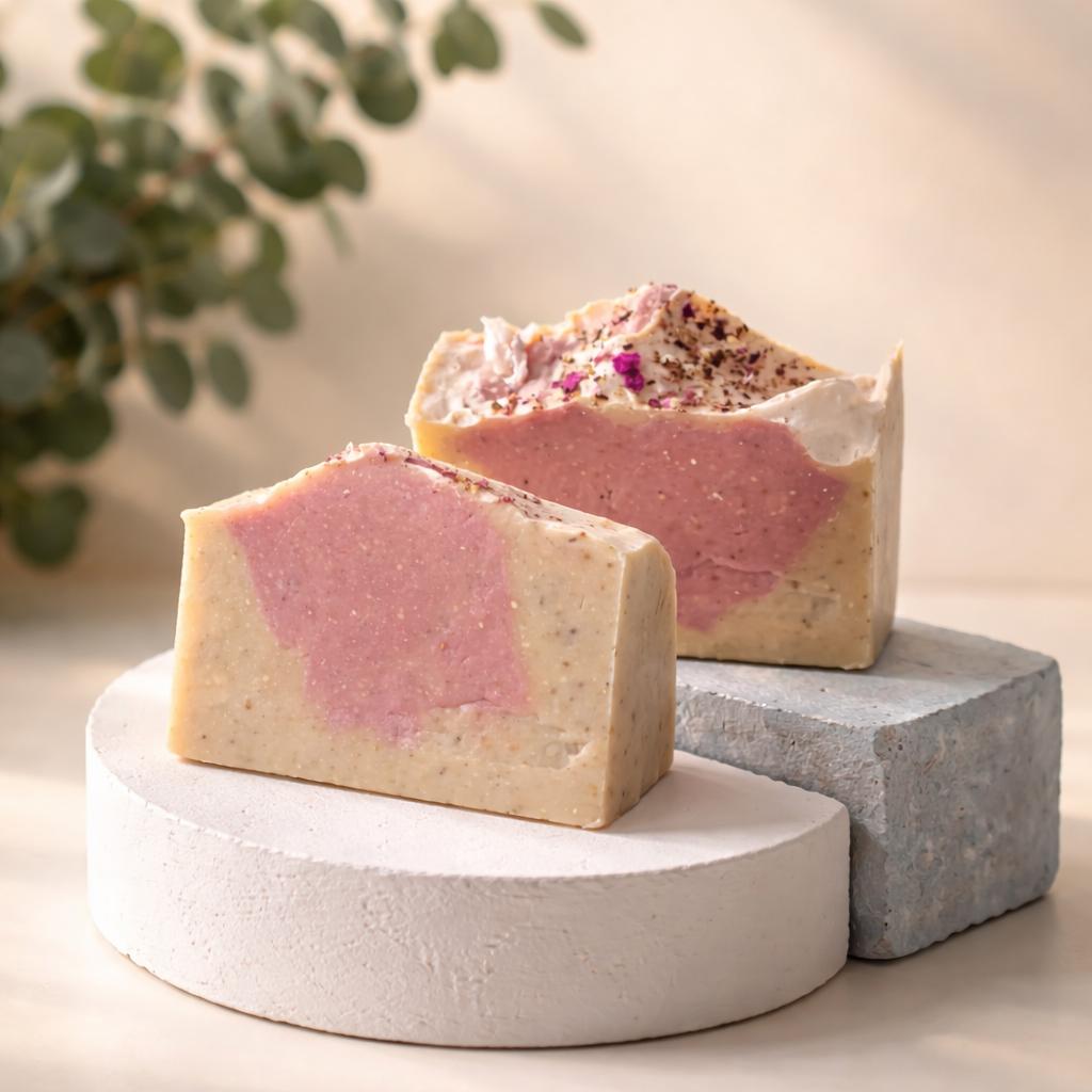 Coconut Rose Goat Milk Soap – Soothing & Restorative Creamy Cleanser (120g) - Image 2
